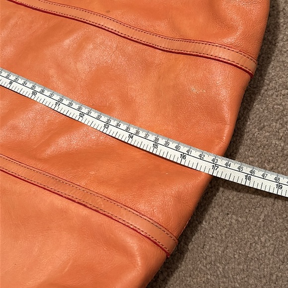 🍊Banana Republic Classic Leather Orange Shoulder Bag Tote - Picture 12 of 16